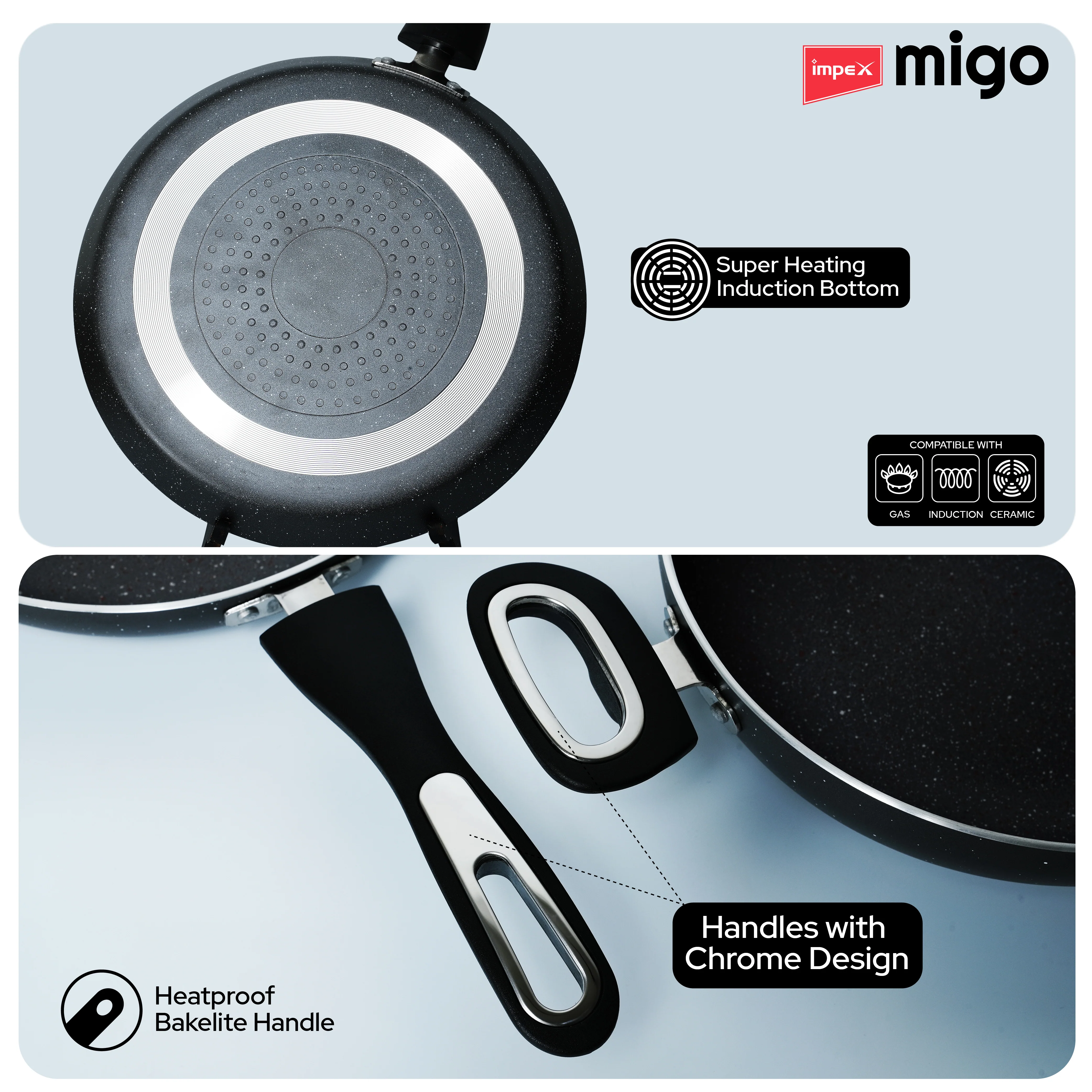 IMPEX Migo Nonstick Granite 4 Pcs Festival Gift Set FKT(G), 5-Layer Super Granite Induction Bottom - Image 6