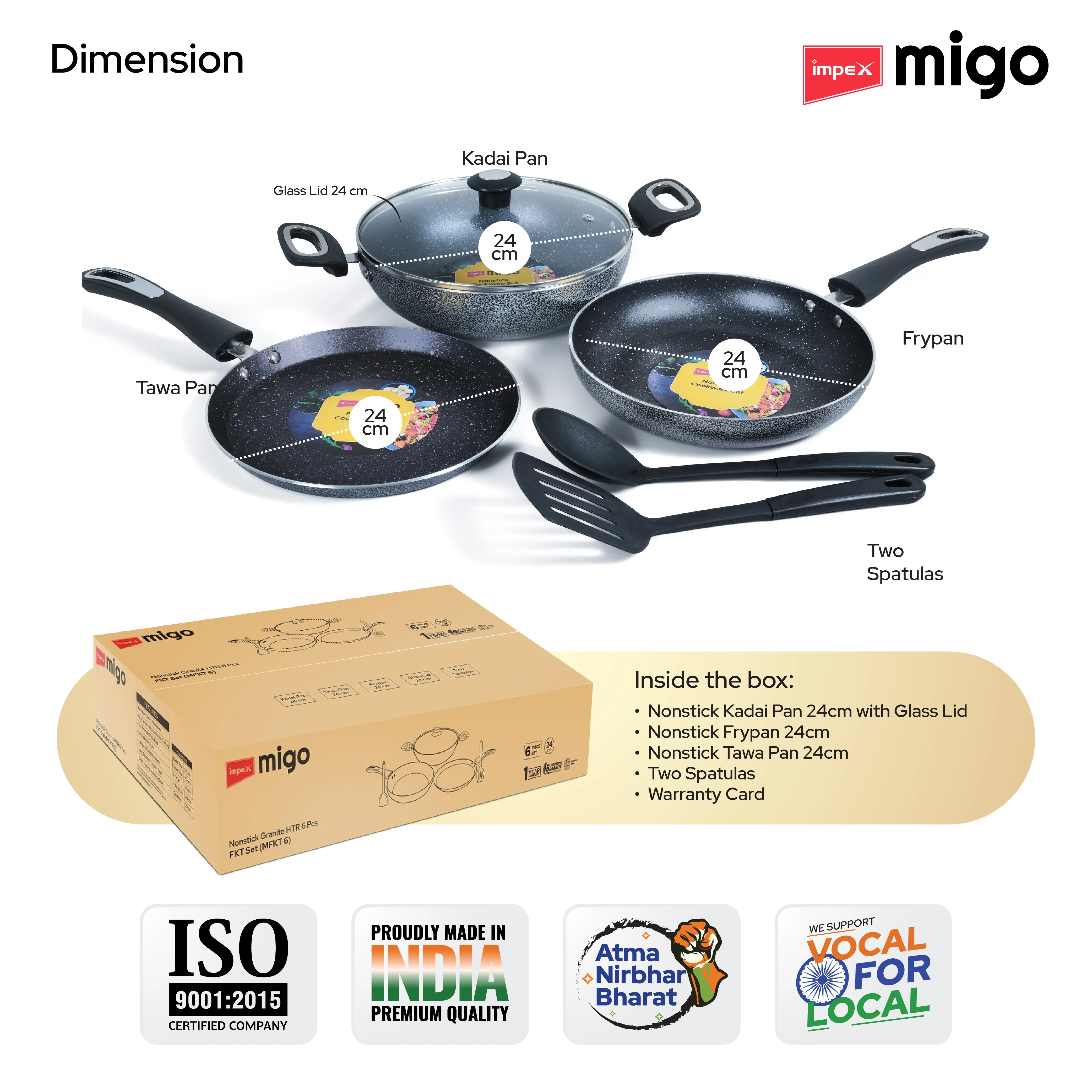 IMPEX Migo Nonstick Granite 6 Pcs Festival Gift Set MFKT(6), 5 Layer Super Granite Induction Bottom - Image 10