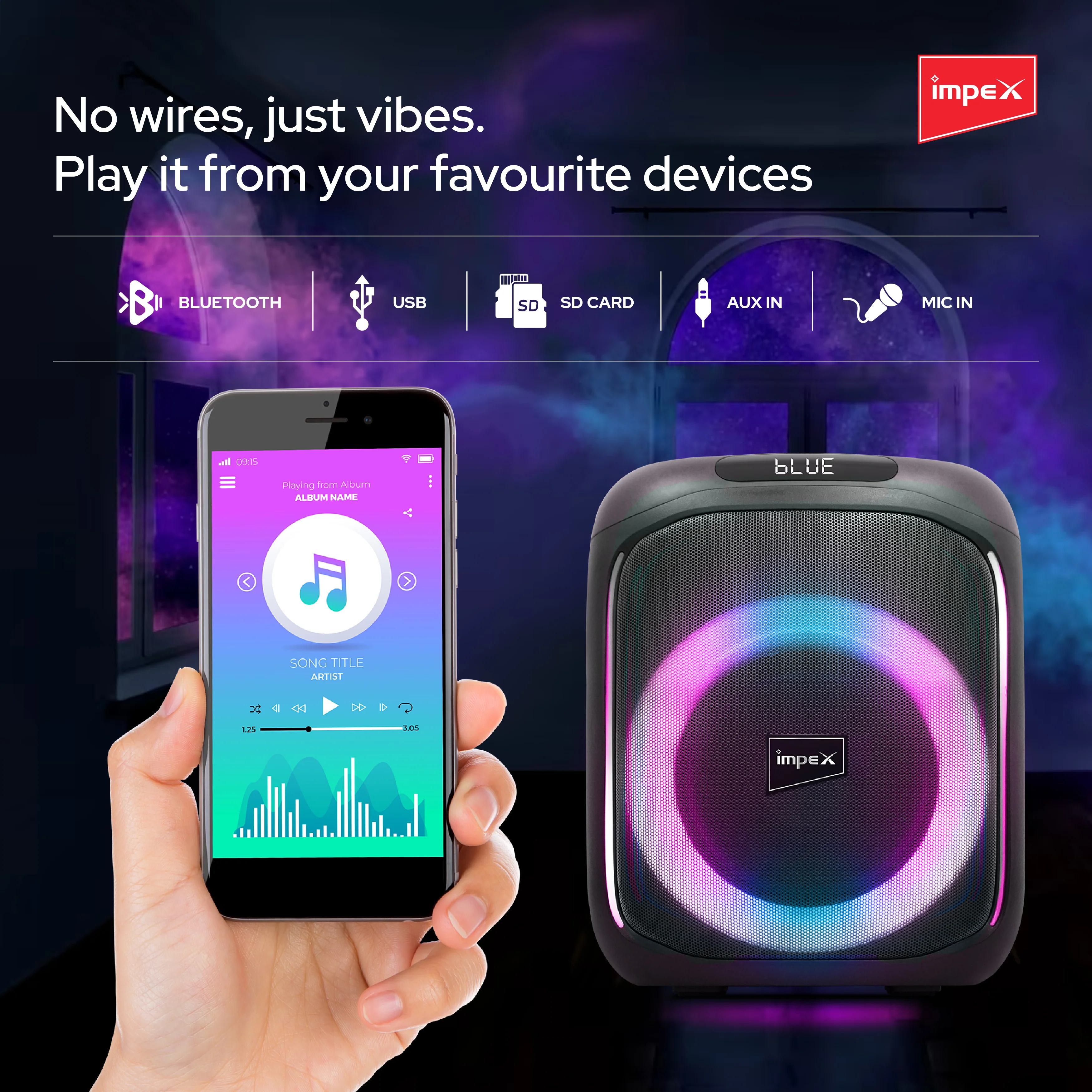 Impex Party Speaker G-Bang G500 Portable Speaker, 1 Year Warranty(Black) - Image 7