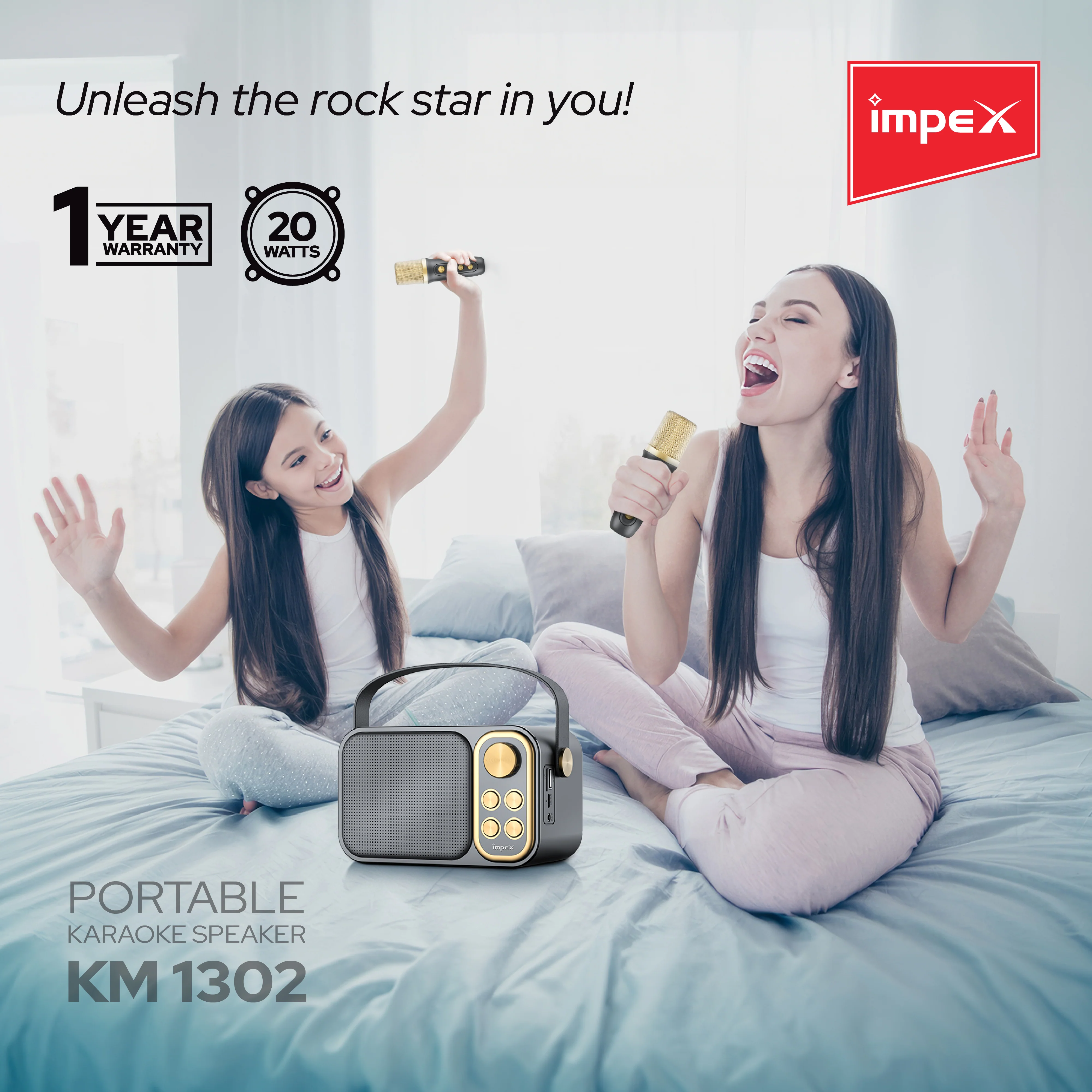 Impex Portable karaoke Speaker (KM 1302) with mic - Image 3