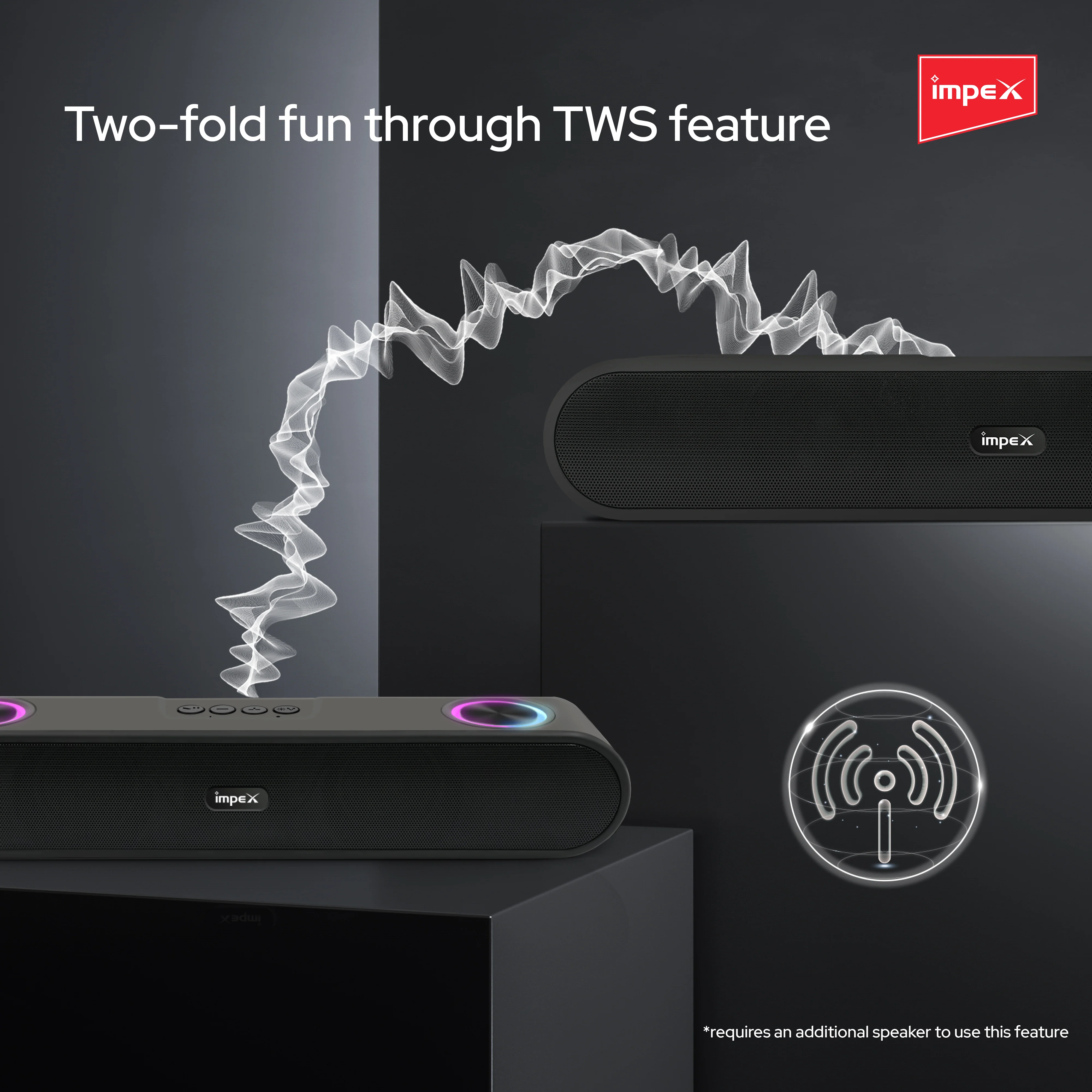 Impex Portable Soundbar MUSIKBAR M1012, Portable Soundbar with LED Light Function, Supports USB, Bluetooth, AUX, FM & TF, 1 Year Warranty (Black) - Image 6