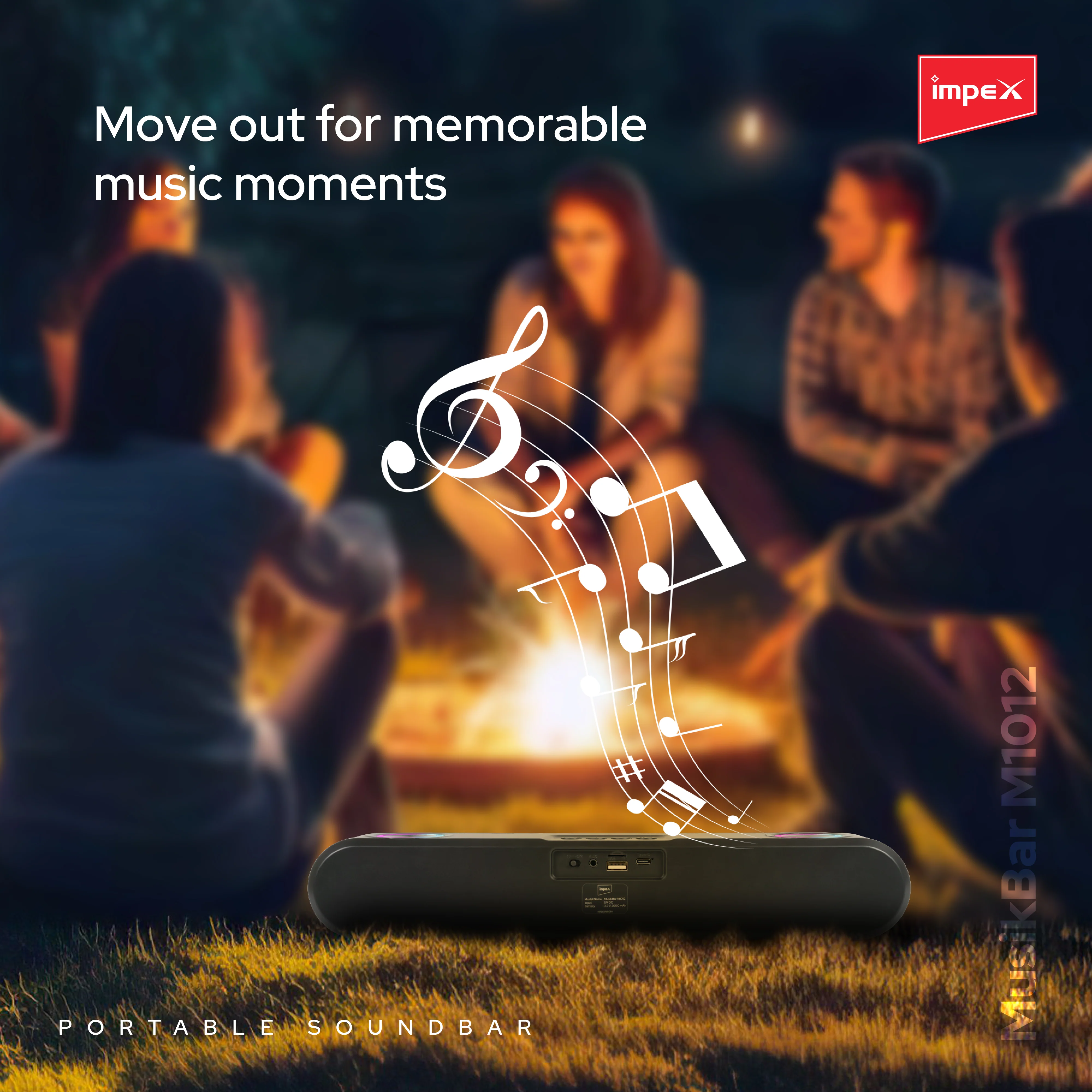 Impex Portable Soundbar MUSIKBAR M1012, Portable Soundbar with LED Light Function, Supports USB, Bluetooth, AUX, FM & TF, 1 Year Warranty (Black) - Image 7