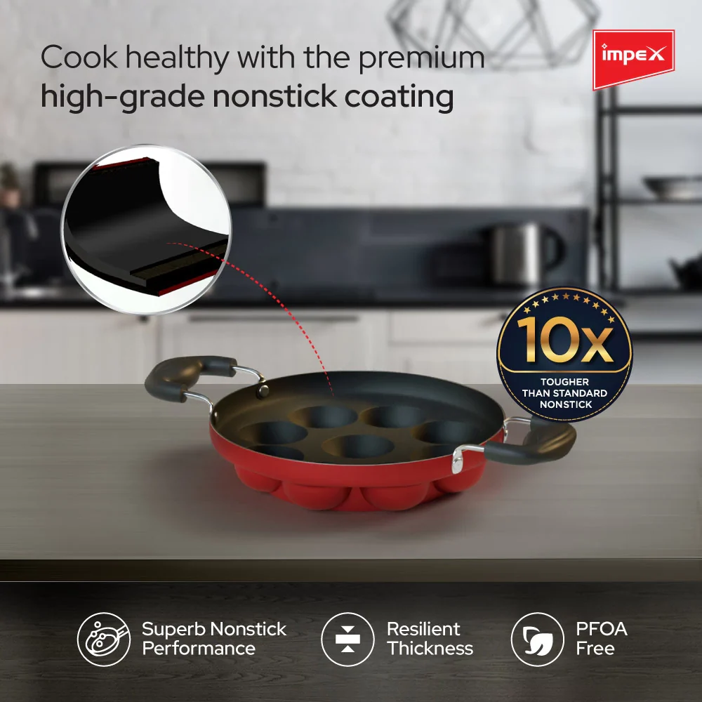 Impex Premium Non Stick Paniyarakkallu (Unniyappa Chatty, 9 Pits) - Image 3