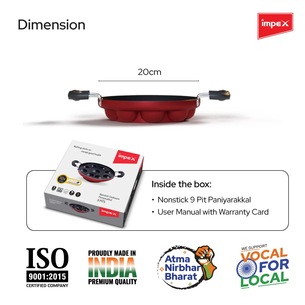 Impex Premium Non Stick Paniyarakkallu (Unniyappa Chatty, 9 Pits) - Image 5