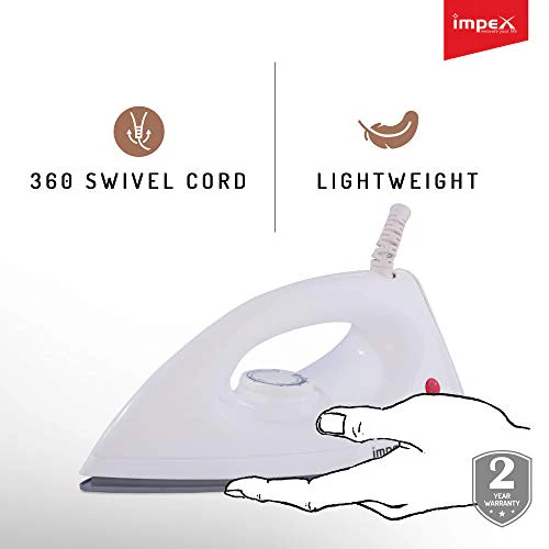 Impex Ritzy Light Weight Dry Iron Box (1000 Watts,White) - Image 3