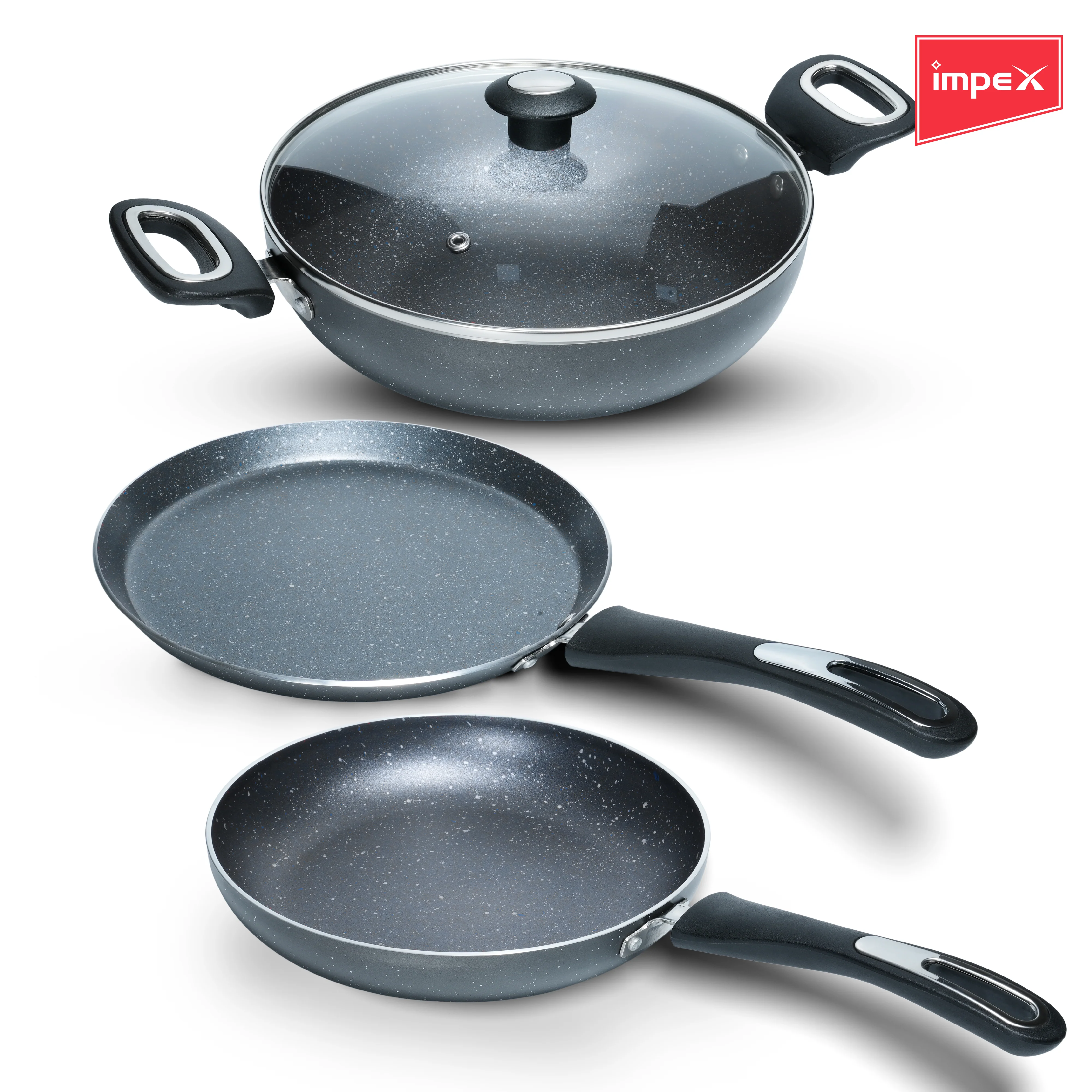 Impex Royal Granite Cookware 4 PCS Set - Grey - Image 10
