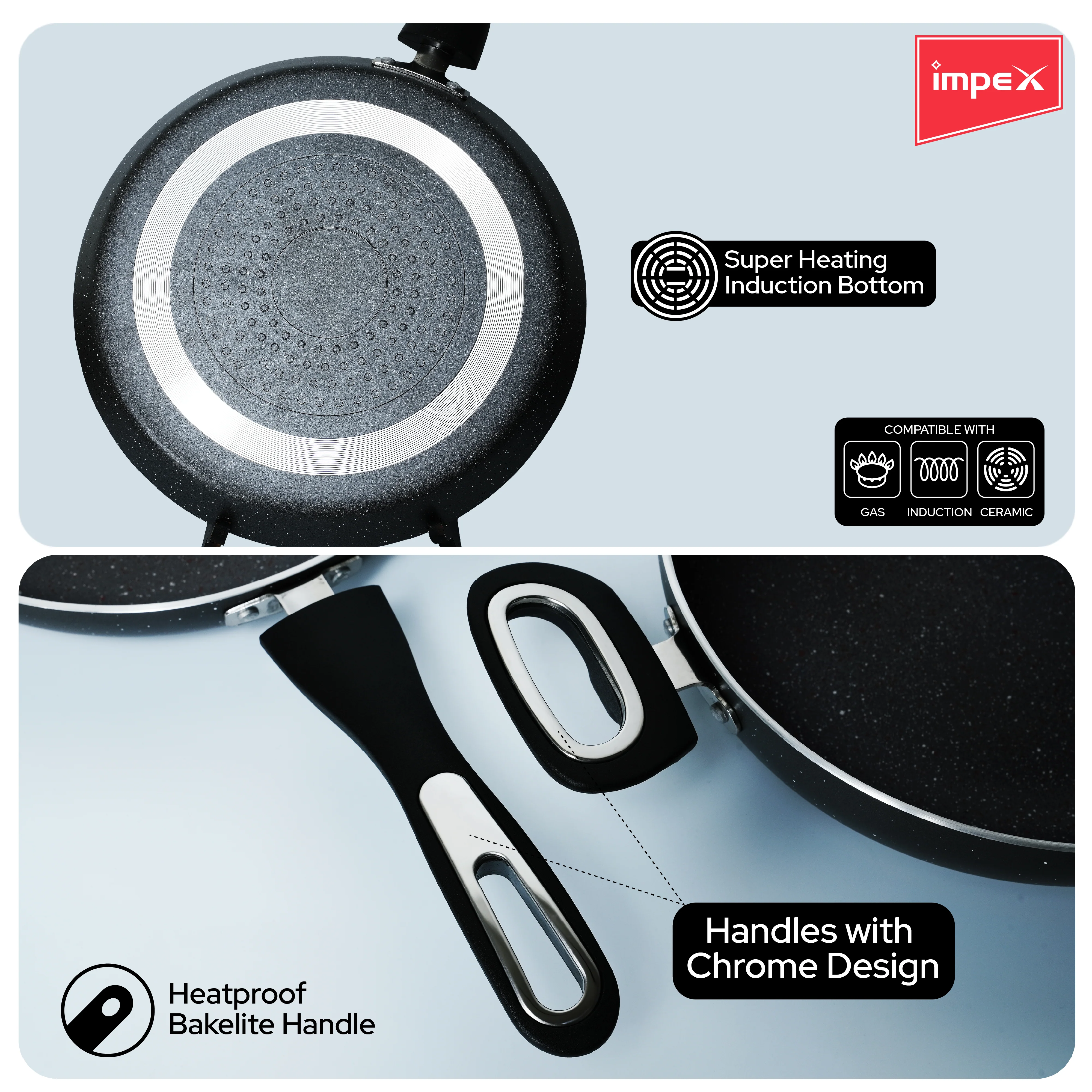 Impex Royal Granite Cookware 4 PCS Set - Grey - Image 5