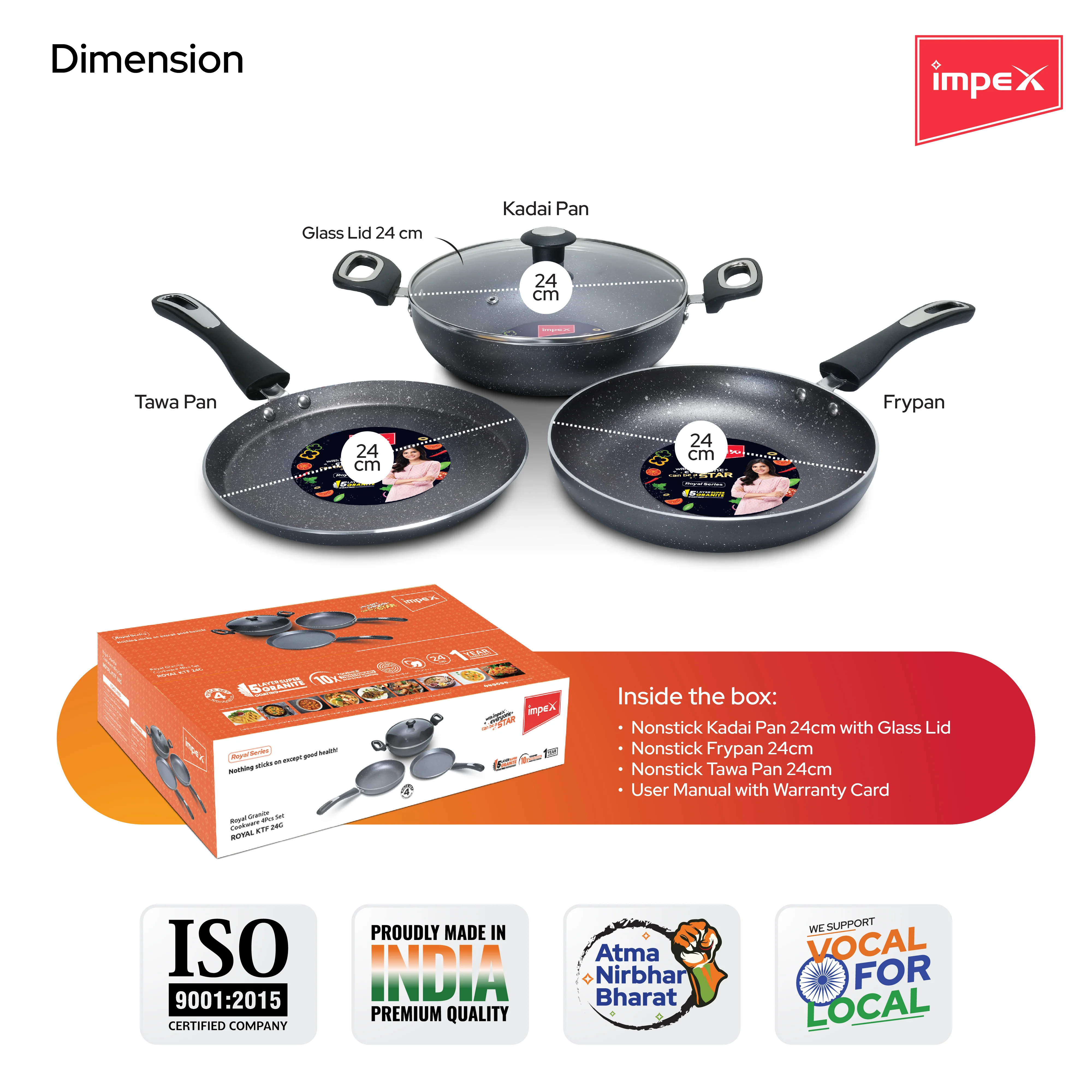 Impex Royal Granite Cookware 4 PCS Set - Grey - Image 7