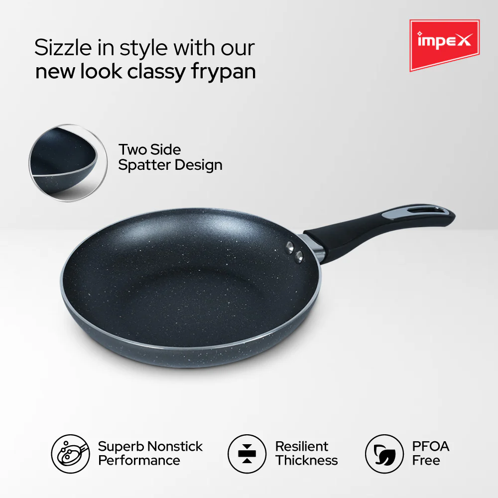 Impex Royal Granite nonstick Fry pan 24 cm (RFP24G) with 5-Layer Granite Coating, Induction Base Frypan Compatible for Induction, Electric and Gas Stove Tops Having 1 Year Warranty (Grey) - Image 3