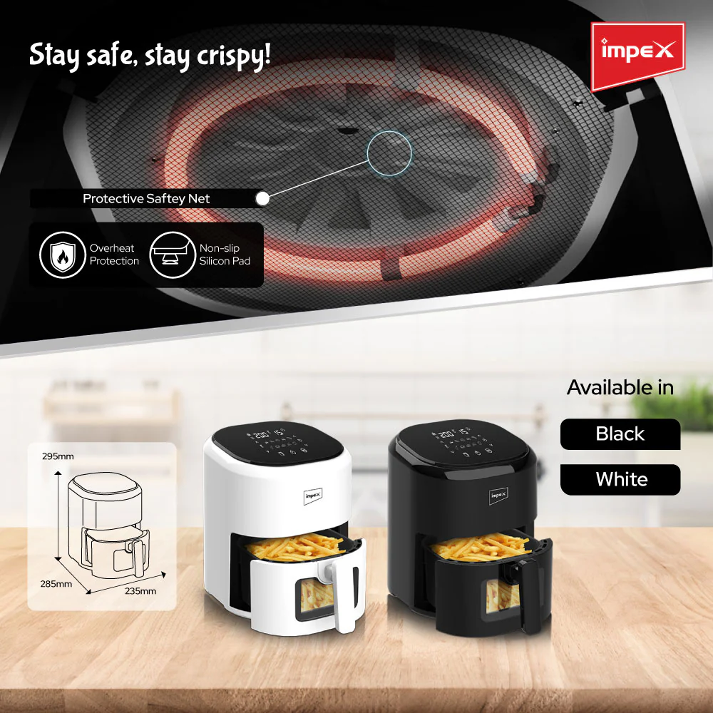 Impex Smart Fry DS45 Air Fryer 4.5 L, 1200 W | 80% Less Oil | Instant Electric Air Fryer | Auto Cut Off | Fry, Defrost, Roast, Grill & Bake | 2 Year Free Home service warranty (Black) - Image 6