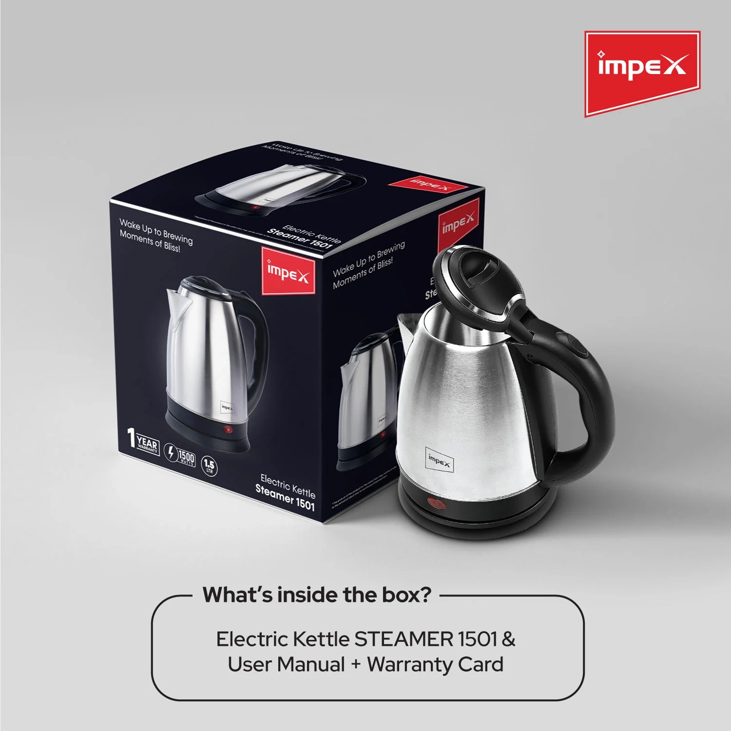 Impex STEAMER-1501 Stainless Steel Electric Kettle (1.5 Litre,1500 Watts,Silver) - Image 9