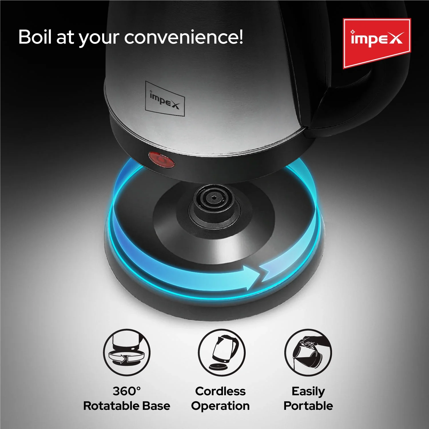 Impex STEAMER-1801 Stainless Steel Electric Kettle (1.8 Litre,1500 Watts,Silver) - Image 7