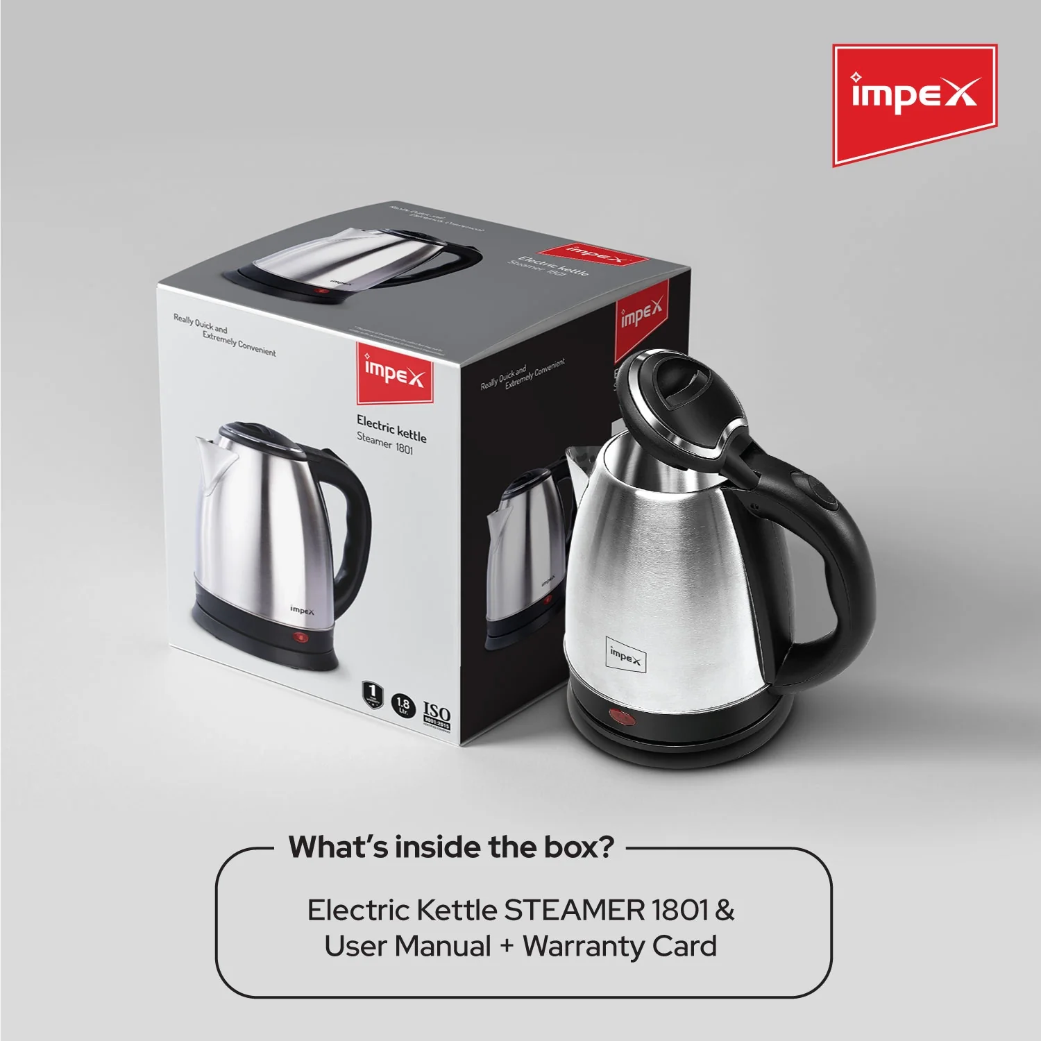 Impex STEAMER-1801 Stainless Steel Electric Kettle (1.8 Litre,1500 Watts,Silver) - Image 9
