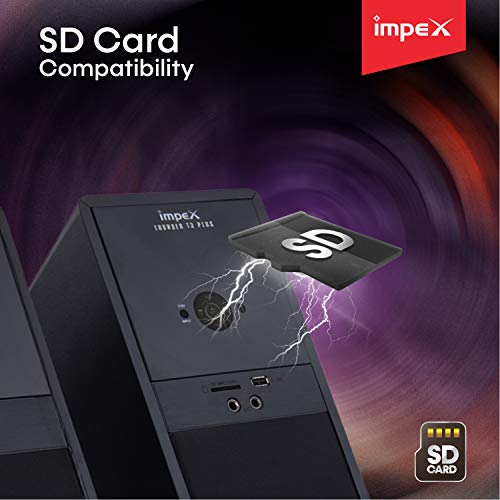 Impex Thunder-T3 Plus 160 Watts 2.0 Channel Multimedia Tower Speaker with USB/SD/TF/FM Radio/AUX/Bluetooth/Wireless Mic & Remote Function (Black) - Image 4