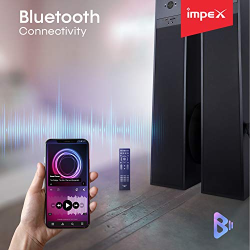 Impex Thunder-T3 Plus 160 Watts 2.0 Channel Multimedia Tower Speaker with USB/SD/TF/FM Radio/AUX/Bluetooth/Wireless Mic & Remote Function (Black) - Image 6