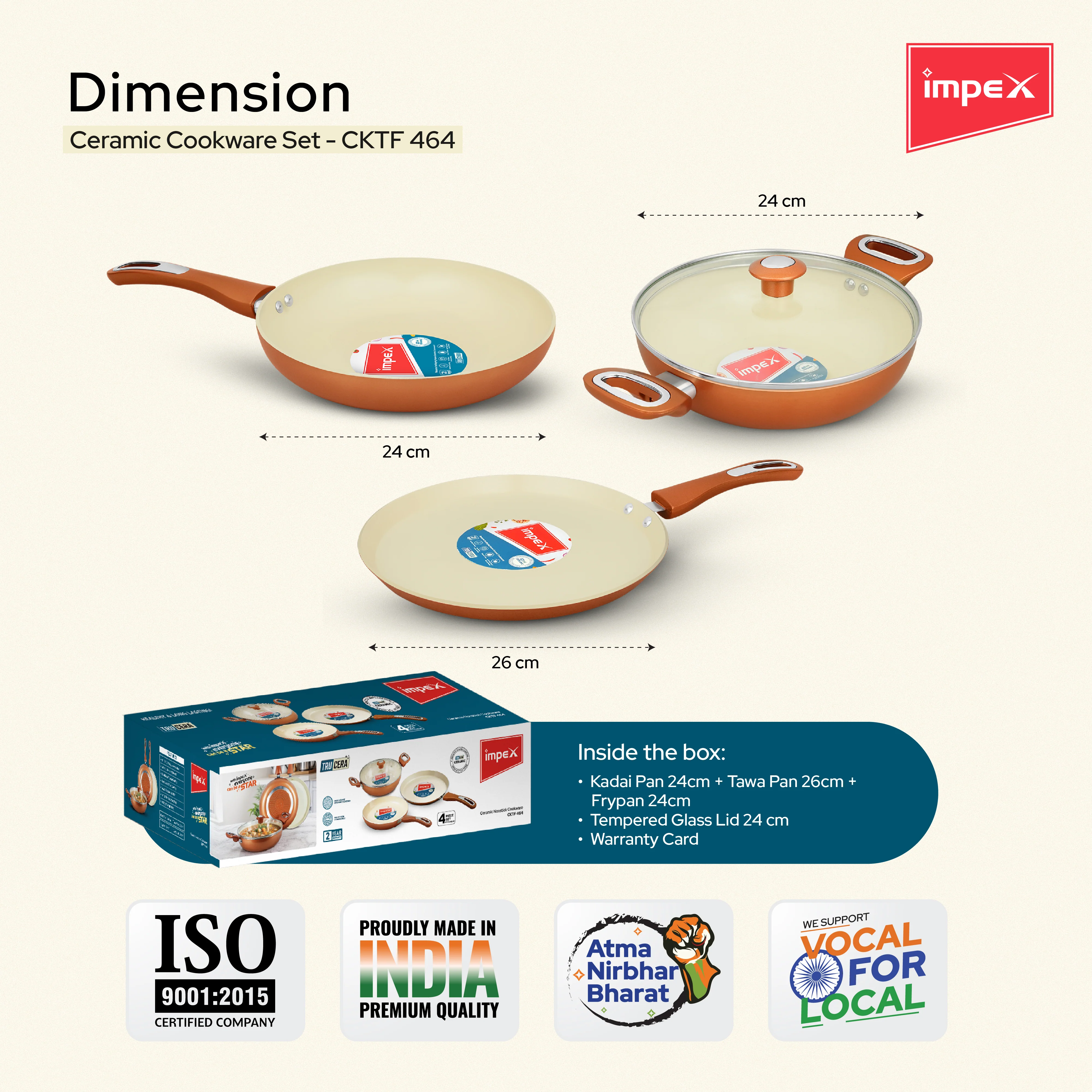 Trucera 4-Piece Ceramic Cookware Set | Tawa, Fry Pan, Kadai | 2 Year Warranty - Image 9